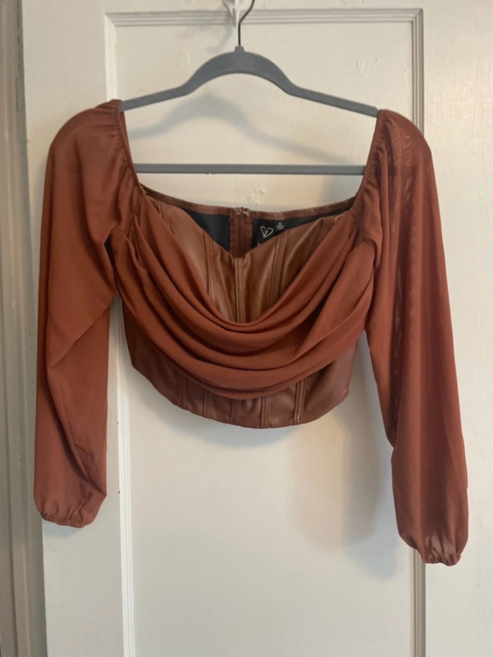 Windsor Faux-Leather Corset Top